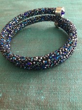 Original signiertes Swarovski Blue Crystal Dust Double Wickelarmband, Größe S/M Swarovski Bracelet price