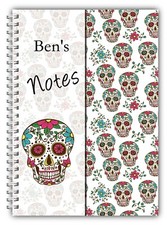 A5 PERSONALISIERTES NOTIZBUCH NOTIZBLOCK SCHÄDEL 100 HANDSCHRIFT & EINFACHE SEITEN NEU Handwriting Notebook price
