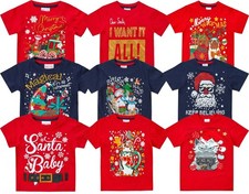 Kinder Weihnachten T-Shirt Baby Mädchen Jungen Jersey Baumwolle Xmas Shirts Tops Jungen-Jersey price