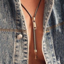 Reißverschlüsse Anhänger Halskette verstellbare Länge Schlüsselbein Kette Unisex Choker Schmuck Gold Necklace price