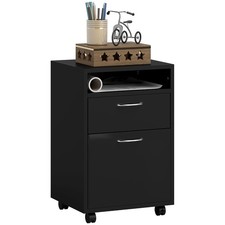 HOMCOM Aktenschrank mit Schubladen und offenem Regal, 60 cm, schwarz Metal Filing Cabinet price