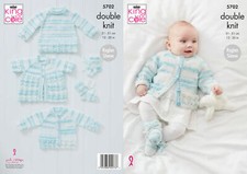 Strickmuster Baby Strickjacke Matinee Mantel Pullover & Booties King Cole DK 5702 Jungen-Babybooties price