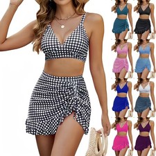 👙Damen hohe Taille Bikini Set mit Rock Push Up Bademode Sommer Badeanzug Set LY Monokini price