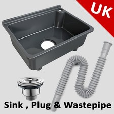 Deluxe Wohnmobil / Wohnwagen Waschbecken grau mit Ablaufrohr / Stopfen 430mm x 325mm Sinks price