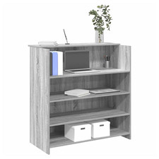 Empfangstresen grau Sonoma Ingenieurholz 100x50x103,5cm Theke mit Regal Büro-Counter price