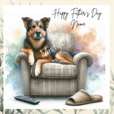 Personalisierte Grußkarte HUND VATERTAG Sessel Slipper TV Fernbedienung Papa Papa TV Chair price