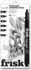 Frisk Fineliner Zeichenstifte - 6er Set - 005, 01, 02, 03, 05, 08 Technical Drawing und Graphic Stift price