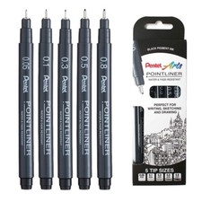 Pentel S20P Pointliner Pigmentstifte - Zeichnen Schreiben - 1 von jeder Größe - 5er Pack Technical Drawing und Graphic Stift price