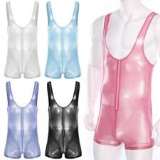 Herren Durchsichtiger Bodysuits Front Reißverschluss Wrestling Singlet,Jumpsuit Herren-Bodysuit price
