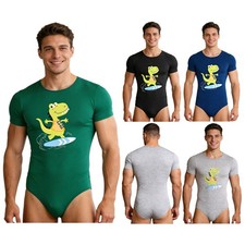 DE Herren Bodysuit Unterhemd Einteiler Body Strampler Rundhals Shirt Unterwäsche Herren-Bodysuit price