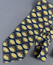 KARL LAGERFELD Paris KRAWATTE - Fächermuster - blau 100% SEIDE - Made in Italy Fan Tie price