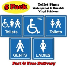 WC Aufkleber Schild - Restaurant Toiletten WC - Wasserdicht Vinyl Aufkleber - 5er Pack Toilet Sticker price