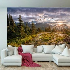 Bergweg Fluss Natur Baum blauer Himmel bukolisch Tapete Wandbild Foto Poster Wallpaper price