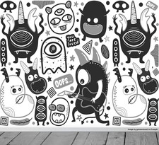 Doodles Monster Modern Tapete Feature Wandbild Schlafzimmer Kinder Abstrakt Spaß Wallpaper price