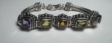 Suarti BA Bali 925 Sterlingsilber Multi-Edelstein Amethyst Citrin Knebelarmband 8" Natural Stone Bracelets price
