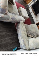 3-tlg Sofa Set grün gemustert Stoff, Metallgestell silber, 100x80x90 Sofa Set price