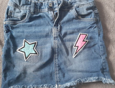Mädchen Jeans Rock Gr.140 blau mit Fransen und Pailletten Mädchen-Jeans / Denim Rock price