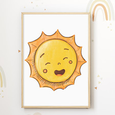 Lachende Sonne Kinderzimmer Bild DIN A4 Poster Babyzimmer Wandbild Dekoration Babyzimmer Wanddekoration price