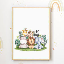 Safari Tiere Kinderzimmer Bild DIN A4 Poster Babyzimmer Wandbild Dekoration Babyzimmer Wanddekoration price