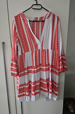 Rainbow Damen Jerseykleid rot/weiß geometrisch V-Ausschnitt Glockenärmel Gr. 42 Damen-Jersey price