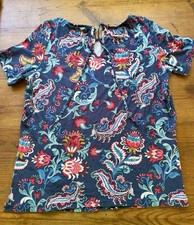 Damen Jersey T-Shirt Gr. 38 Kurzarm Rundhals Paisley blau mit Bindeband Damen-Jersey price