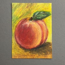 Original ACEO Öl Pastell Zeichnung Pfirsich Stillleben Studie von Dora Trenka Oil Paint price