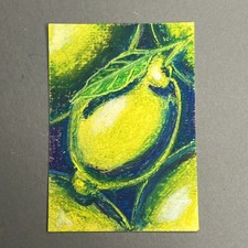 Original ACEO Öl Pastell Zeichnung Zitrone Stillleben Studie von Dora Trenka Oil Paint price