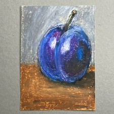 Original ACEO Öl Pastell Zeichnung Pflaume Stillleben Studie von Dora Trenka Oil Paint price