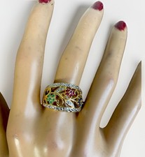 Ross Simons RING GOLD über STERLINGSILBER SAPHIR RUBIN SMARAGD Blumen Größe 8 Sapphire Ring price