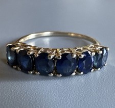 Ring 10k 417 Gelbgold 9ct 375 gepunzt Ovalschliff blauer Saphir Größe N 1/2 Sapphire Ring price