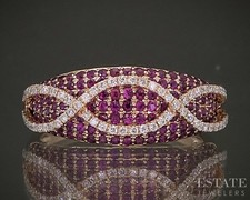 Damen-Bandring 14 Karat Rotgold natürlicher rosa Saphir & Diamant 3,1 g P24445b Sapphire Ring price