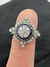 Ausgefallener Ring 14 Karat Gelb- und Weißgold Diamant und Saphir mit Gravur Gr. 4,5 Sapphire Ring price