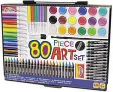 80 teiliges Kinder Kunst Set & Geschenketui Farben Buntstifte Pastellstifte Grafix Kids Pastel Paint price