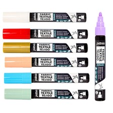 PEBEO 7A Permanent Stofffarbe Marker Stifte 4 mm Spitze, 18 BLICKDICHTE Farben Pastel Paint price