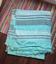 2 x Tages / Strand Decke XXL Sofaüberwurf Baumwolle 240 x 210 cm türkis Tagesdecke & Tagesdecke Set price