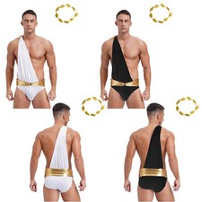 DE Freebily Herren Römische Griechischer Gott Kostüm Ein-Schulter Bodysuit Party Herrenkostüm price