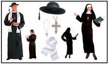 Nonne Priester Herren Damen Kostüm Pater Pfarrer Oberin Partnerkostüm S - 3XL Herrenkostüm price