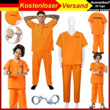 Damen/Herren/Kinder Karneval Kostüm Orange Gefangener Sträfling Häftling Overall Herrenkostüm price