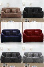 Sofabezüge Plüsch Samt Stretch Sofaschoner weicher Couchbezug mit Biesen Möbel Cushion Cover price