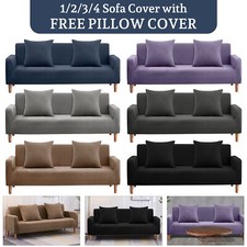 Samt Elastisch Stretch Sofabezug 1 2 3 4 Sitzer Couch Schonbezug + Kissen UK Möbel Cushion Cover price