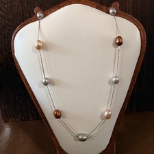 Sterling Silber Bahnhof Perlenkette Multicolor Süßwasserperlen 925 Pearl Necklace price