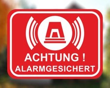 Aufkleber Achtung Alarmgesichert Rot - Schild Sticker - Hinweisschild Sticker Spiegel price