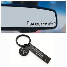 Auto Spiegel Aufkleber Schlüsselanhänger Set drive safe Love you fahr vorsichtig Sticker Spiegel price