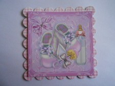 PACK 2 BABY MÄDCHEN ROSA STIEFELETTEN FÜR KARTEN & BASTELN Mädchen-Babybooties price