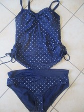 Tankini blau Punkte Träger verstellbar gepolstert Schnürung Gr.42 / C&A Tankini price