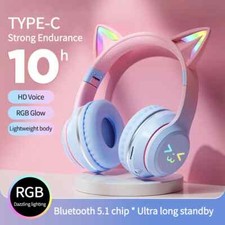 Kinder Kabelgebunden Katzenohren Kopfhörer Headset Mädchen Ohrhörer On Ear Türkis Lautstärkeregler Kids' Headphones price