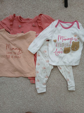 Baby Mädchen Bekleidungspaket 6-9 Monate 3 Oberteile 1 Leggings rosa weiß Baby-Mevlut Outfit price