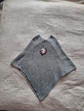 Mädchen Poncho Strick Pulli Bolero 110-128 Glitzer Grau Silber Pailet Einhorn🦄 Mädchen-Poncho price