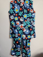 Vintage 60er Jahre Blumen Tunika Schlag Stil Hose Outfit Set Alter 7 8 Mädchen-Tunic price