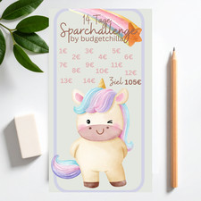 A6 14 Tage EiNHORN Sparchallenge SPAR CHALLENGE Budget Planer planner Kleingeld Planner price